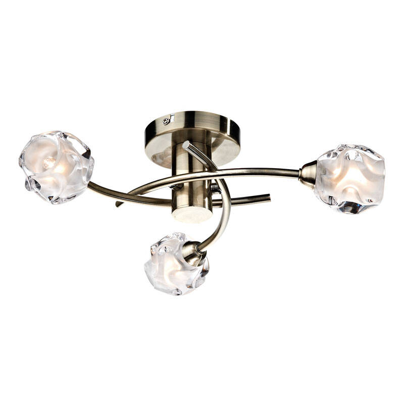 Image of Dar Seattle 3 Light Glass Semi-Flush Ceiling Light