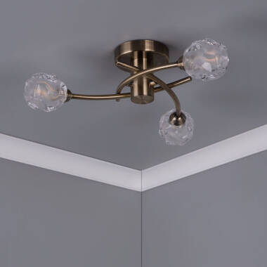 Image of Dar Seattle 3 Light Glass Semi-Flush Ceiling Light