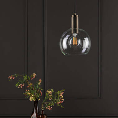 Image of Dar Nikolas Clear Glass Globe Ceiling Pendant Light