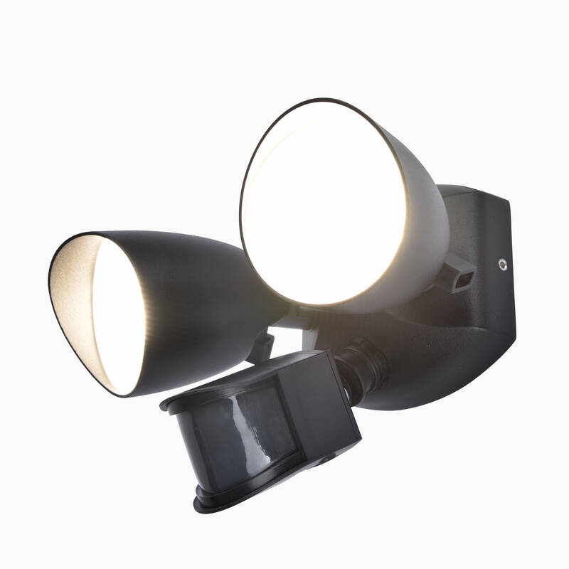 Image of Lutec Shrimp 23.5W LED Twin Outdoor Spotlight with PIR Sensor
