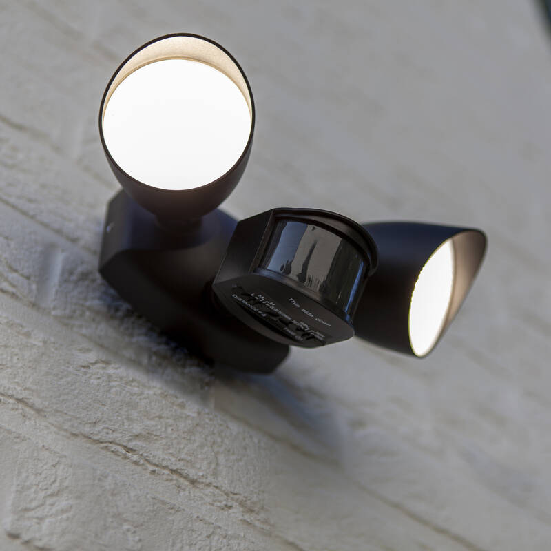 Image of Lutec Shrimp 23.5W LED Twin Outdoor Spotlight with PIR Sensor