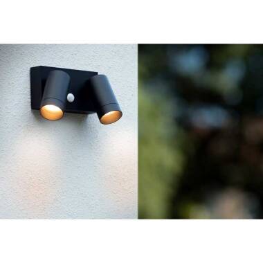 Image of Lucide Taylor Outdoor Wall Mounted Twin Spotlight with PIR Sensor