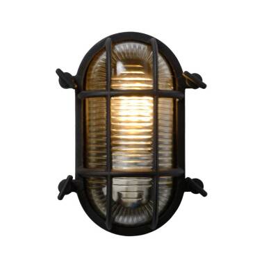 Image of Lucide Dudley Oval Outdoor Flush Wall Light