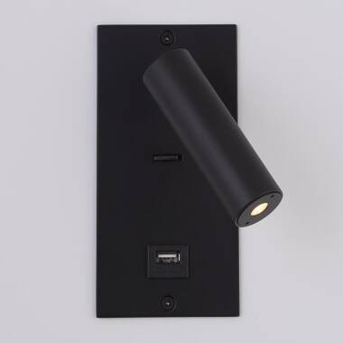 Envirolight Adjustable Recessed LED Reading Light with USB Charging Socket