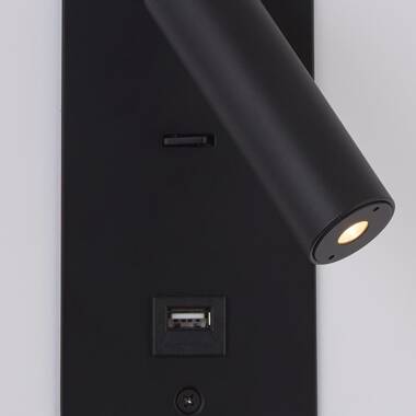 Image of Envirolight Adjustable Recessed LED Reading Light with USB Charging Socket