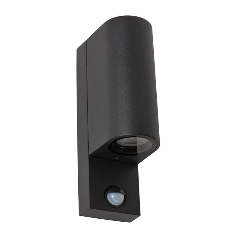 Image of Lucide Zaro Ir Rounded Outdoor Up & Down Wall Light with PIR Sensor