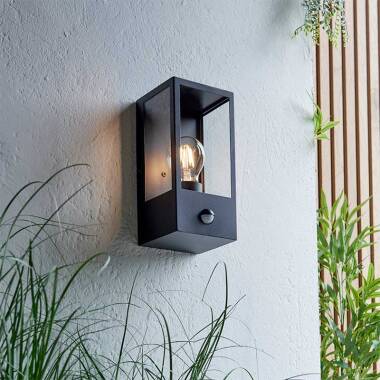 Image of Endon Oxford Half Lantern Outdoor Wall Light with PIR Sensor