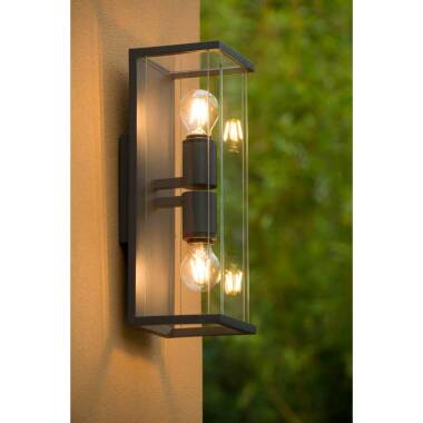 Image of Lucide Claire Half Lantern Outdoor Twin Wall Light