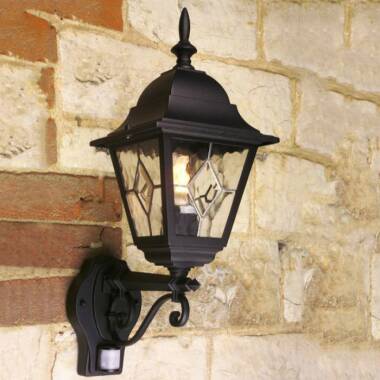 Image of Elstead Norfolk Outdoor Lantern Wall Light with PIR Sensor