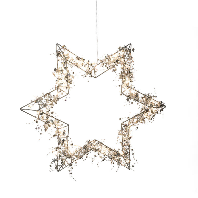 Image of Konstsmide Christmas 60cm Warm White LED Star Wreath Decoration