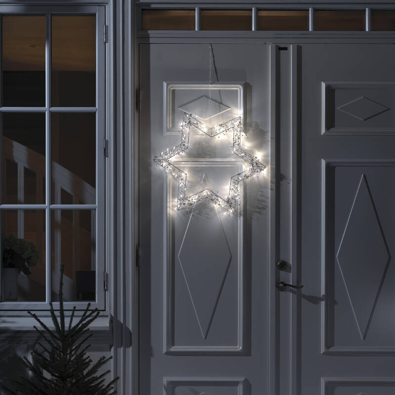 Image of Konstsmide Christmas 60cm Warm White LED Star Wreath Decoration