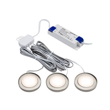 Veil 2.5W Warm White Dimmable LED Low Voltage Under Cabinet Light Kit - Brushed Chrome