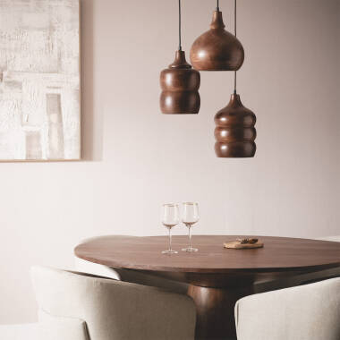 Image of Iluzzia Kanan I Wood Ceiling Pendant Light
