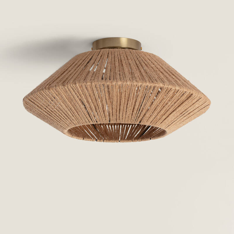 Image of Edit Big Rattan Flush Ceiling Light