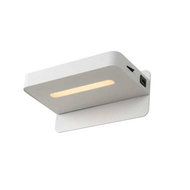 Lucide Atkin LED Wall Light with Shelf and USB Charging Port