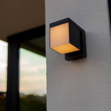 Lutec Prima Solar Hybrid LED Outdoor Flush Wall Light with PIR Sensor
