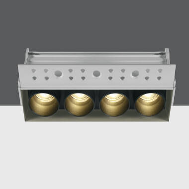 Box 12W Warm White LED Square Trimless Fixed 4 Light Downlight