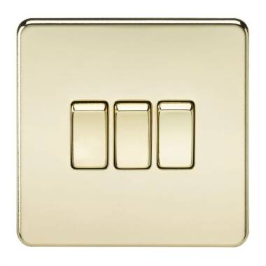 Matt Black Screwless 10A 3 Gang 2 Way Light Switch