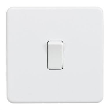 Matt White Screwless 10A 1 Gang Intermediate Light Switch