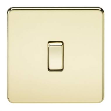 Polished Brass Screwless 10A 1 Gang 2 Way Light Switch