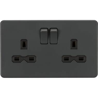 Anthracite Screwless 13A 2G DP Switched Socket