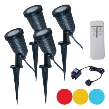 EasyFit Remote 12V Garden Lights - Ash Colour Changing LED Spotlight Kit