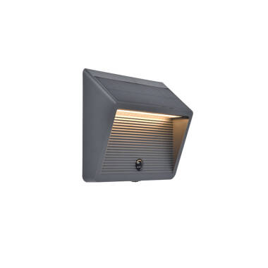 Lutec Linko Solar LED Outdoor Flush Wall Light with PIR Sensor