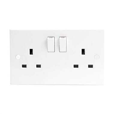 White 13A 2 Gang Switched Socket