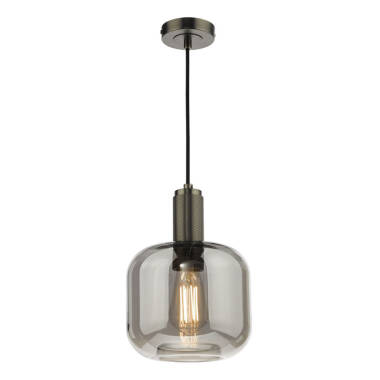 Dar Nikolas Smoked Glass Ceiling Pendant Light