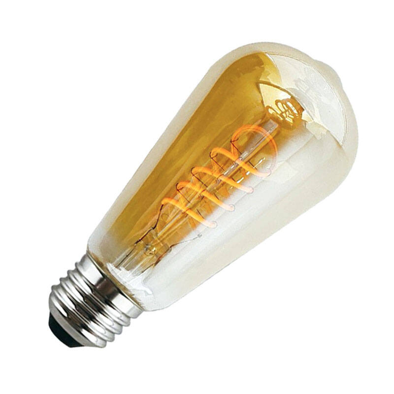 Image of 4W Very Warm White LED Decorative Filament Squirrel Cage Bulb with Dusk to Dawn Sensor