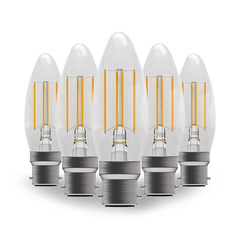 Image of 3.3W Warm White Dimmable LED Decorative Filament Candle Bulb - Bayonet Cap