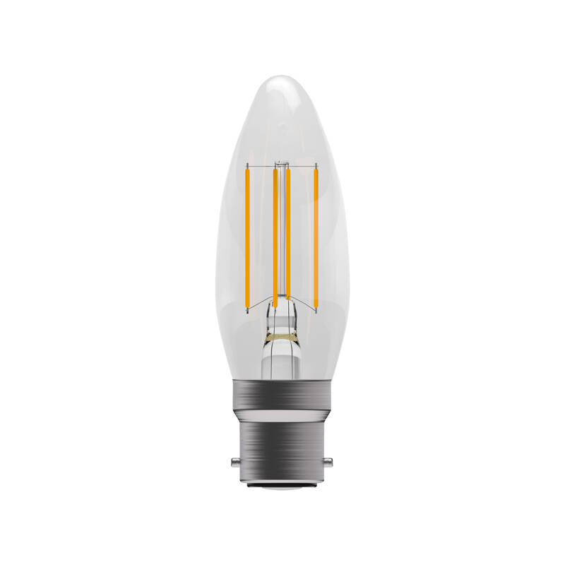 Image of 3.3W Warm White Dimmable LED Decorative Filament Candle Bulb - Bayonet Cap