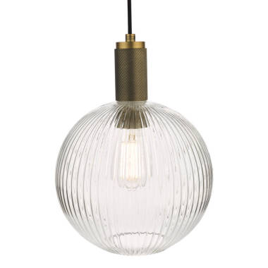 Image of Dar Nikolas Ribbed Glass Globe Ceiling Pendant Light