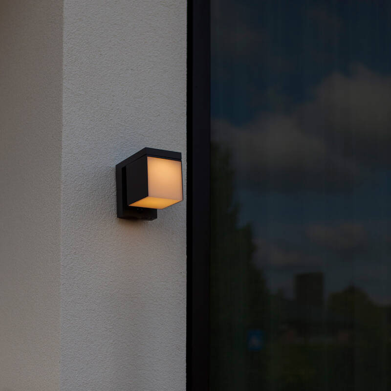Image of Lutec Prima Solar Hybrid LED Outdoor Flush Wall Light with PIR Sensor