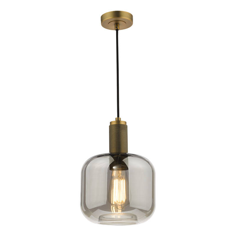 Image of Dar Nikolas Smoked Glass Ceiling Pendant Light