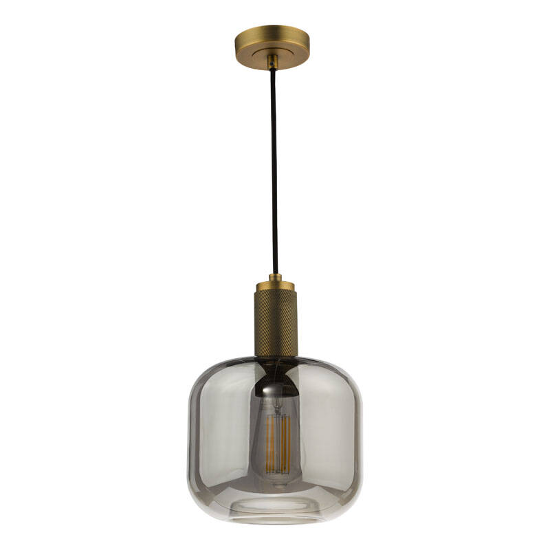 Image of Dar Nikolas Smoked Glass Ceiling Pendant Light