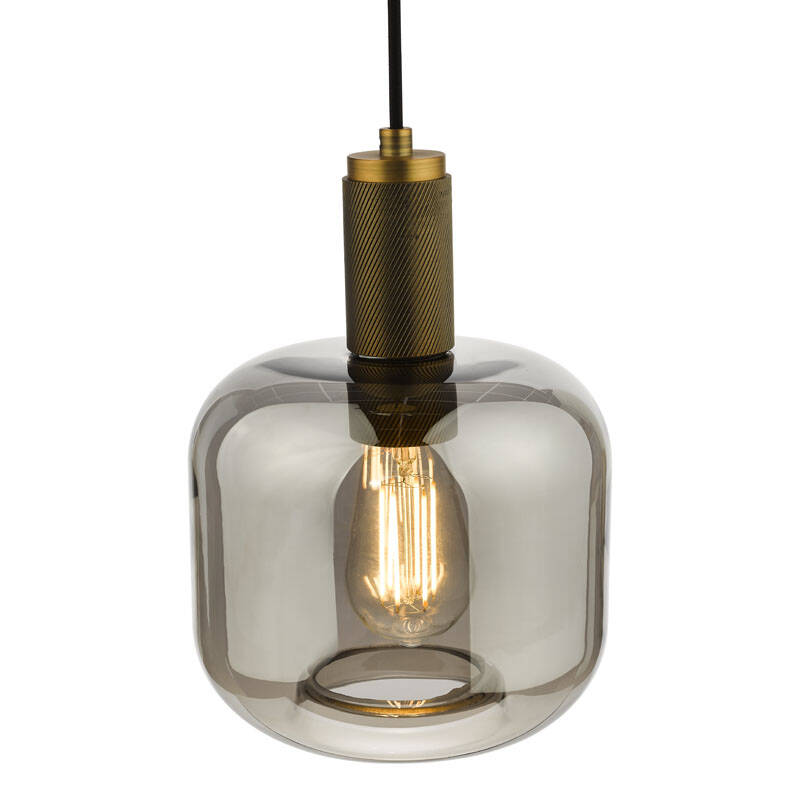 Image of Dar Nikolas Smoked Glass Ceiling Pendant Light