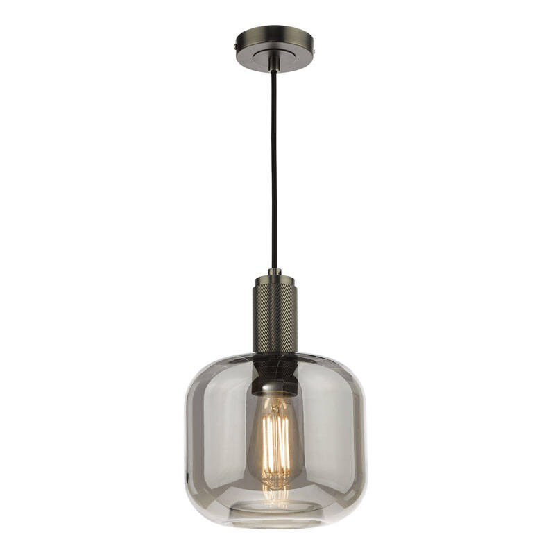 Image of Dar Nikolas Smoked Glass Ceiling Pendant Light