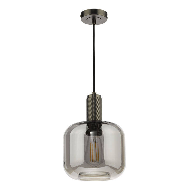 Image of Dar Nikolas Smoked Glass Ceiling Pendant Light