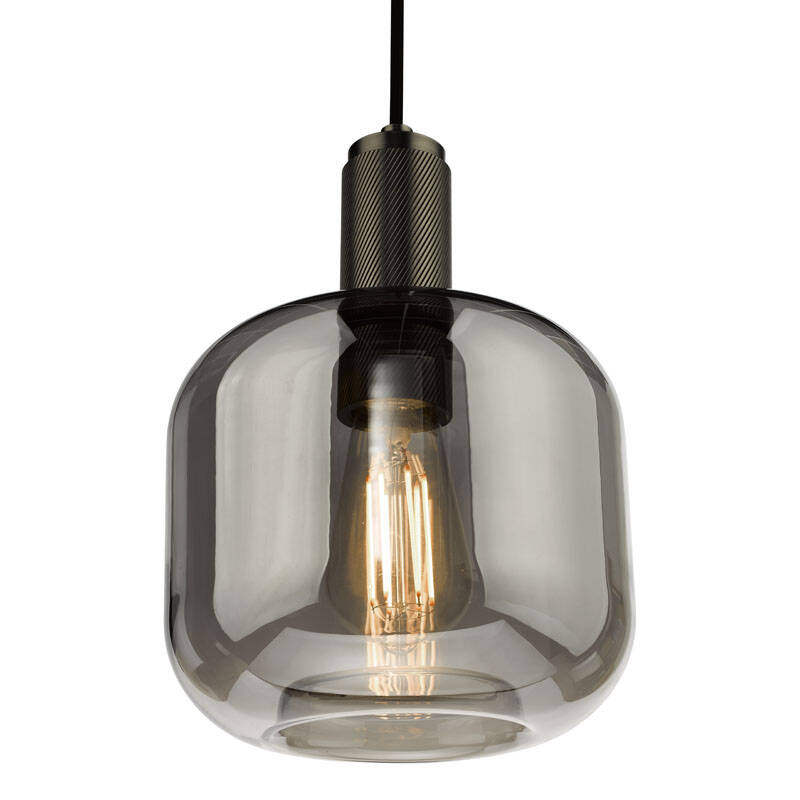 Image of Dar Nikolas Smoked Glass Ceiling Pendant Light