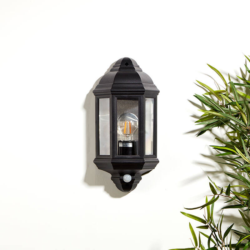Image of Edit Coastal Newquay Half Lantern Outdoor Wall Light with Dusk to Dawn Sensor