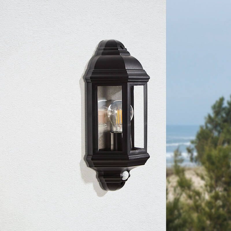 Image of Edit Coastal Newquay Half Lantern Outdoor Wall Light with Dusk to Dawn Sensor