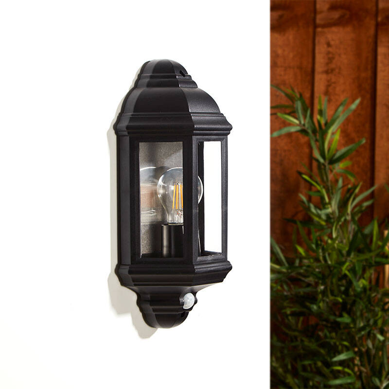 Image of Edit Coastal Newquay Half Lantern Outdoor Wall Light with Dusk to Dawn Sensor