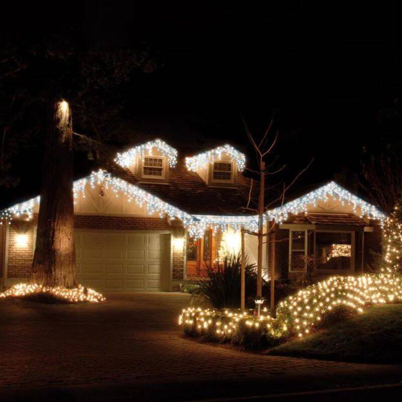 Image of Festive 8.8M White LED Snowing Icicle String Lights