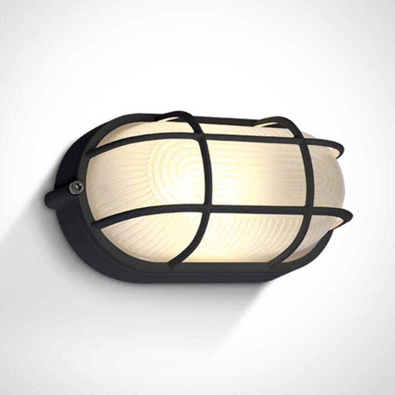 Image of Guard 10W Warm White LED Outdoor Oval Bulkhead with Cage