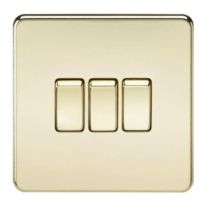 Image of Matt Black Screwless 10A 3 Gang 2 Way Light Switch