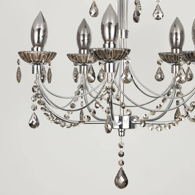 Image of Searchlight Luna 5 Arm Semi-Flush Bathroom Chandelier