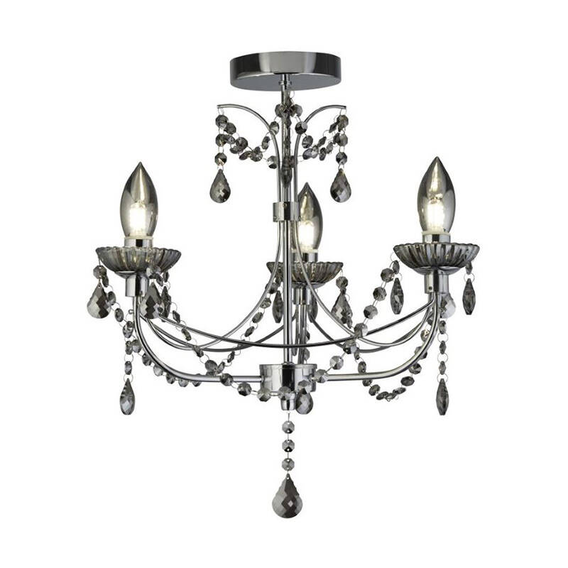 Image of Searchlight Luna 3 Arm Semi-Flush Bathroom Chandelier