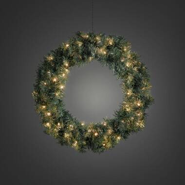 Image of Konstsmide Christmas 60cm Amber LED Spruce Wreath Decoration