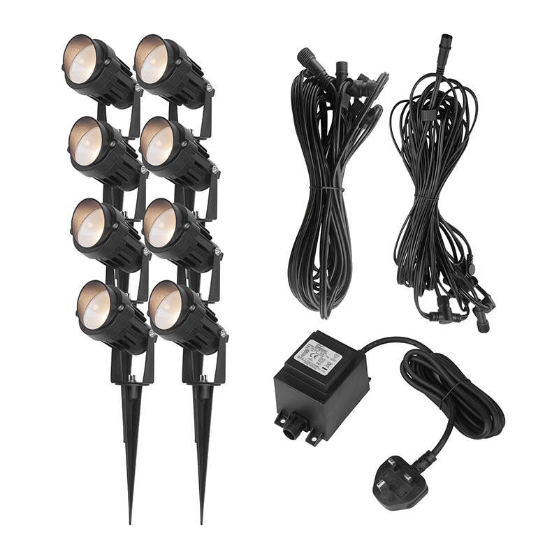 Image of EasyFit 12v Garden Lights Palm 6W LED Garden Spotlight Kit 8 Lights